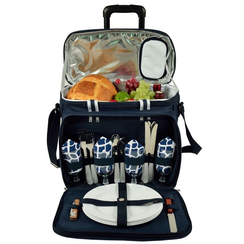 Picnic at Ascot Soft Sided Rolling Cooler with Four Person Picnic Set