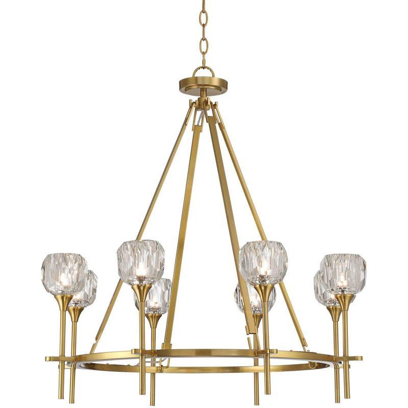 Soft Gold 32" Ring Chandelier with Clear Crystal Glass Shades