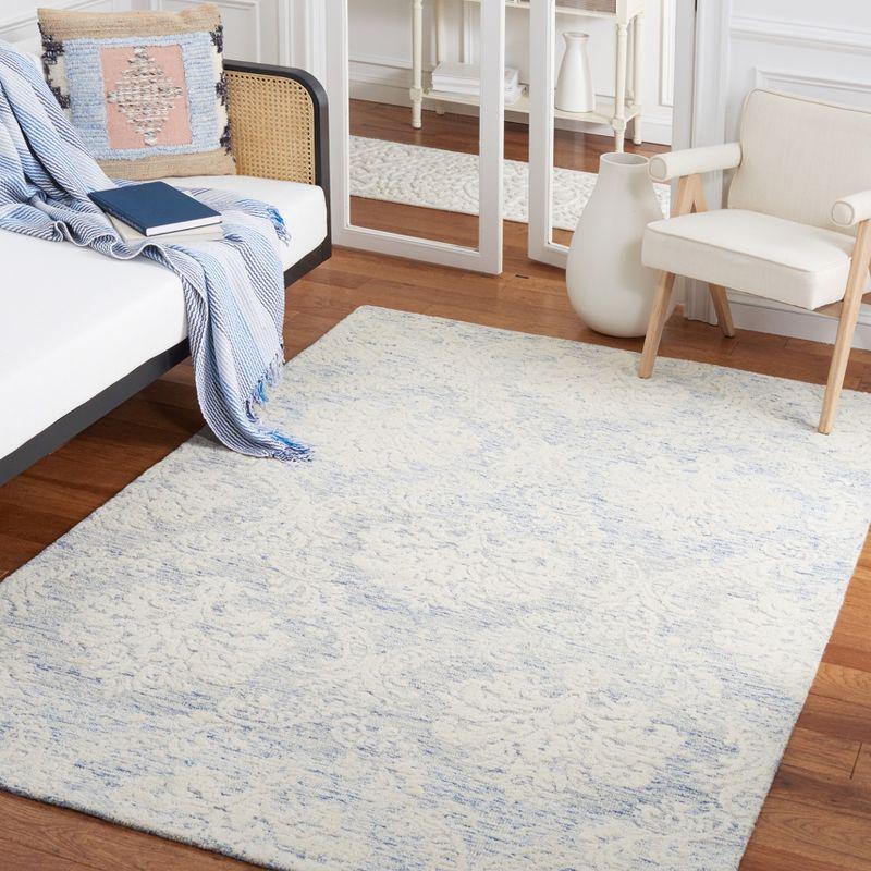 Classic Blue Square Hand-Tufted Wool Rug - 6' Elegance