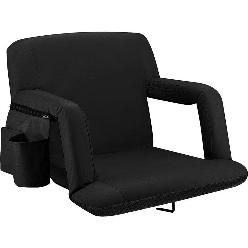 Alpcour 21" Black Waterproof Reclining Stadium Seat with Armrests