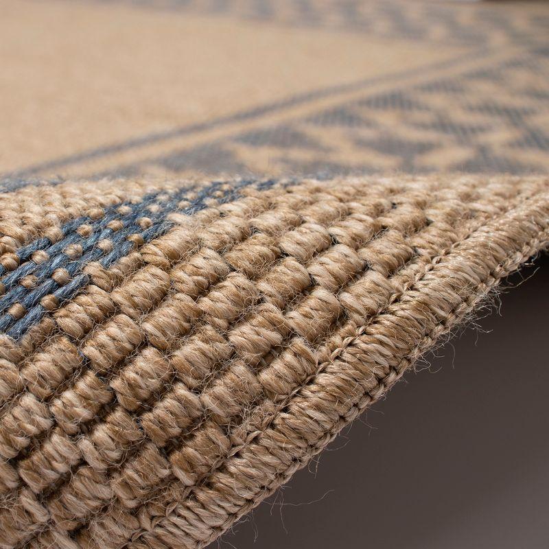 Navy and Beige Diamond Border Indoor/Outdoor Rug