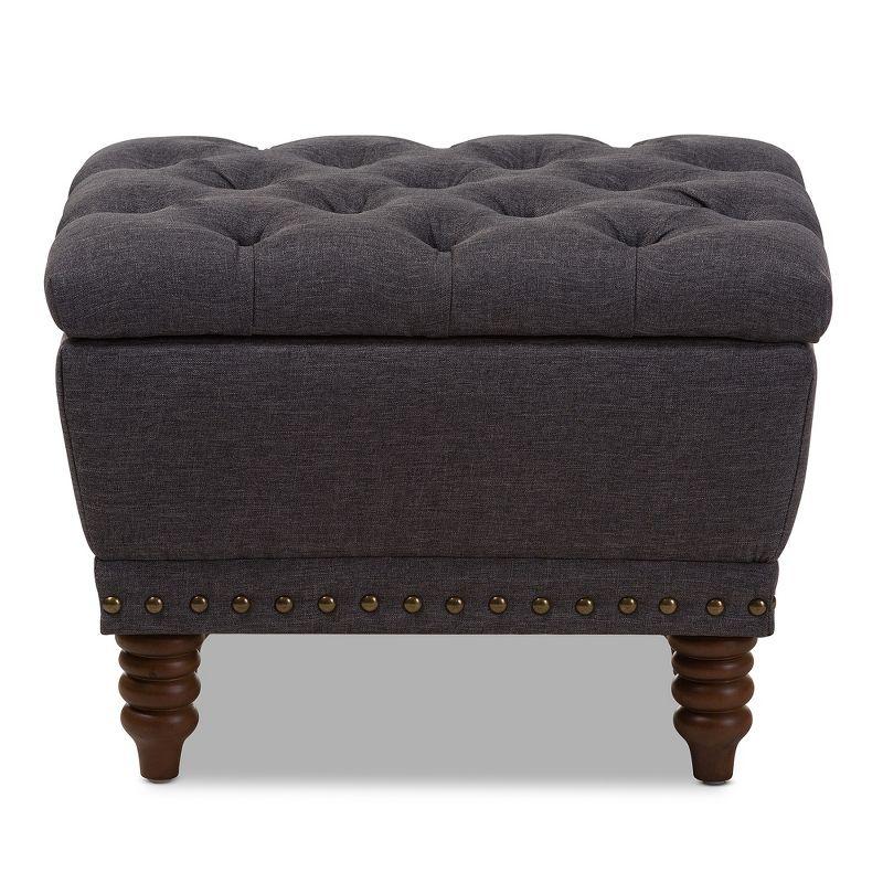 Annabelle Modern and Contemporary Wood Finish with Fabric Upholstered Button - Tufted Storage Ottoman - Baxton Studio