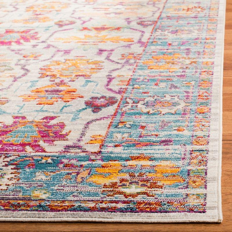 Boho Chic Cream & Teal Synthetic 5' x 8' Area Rug