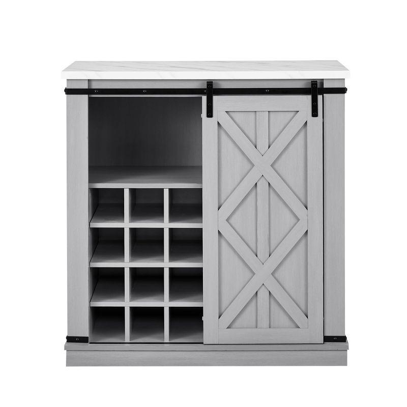 Gray Wood Buffet Bar Cabinet with Sliding Barn Door