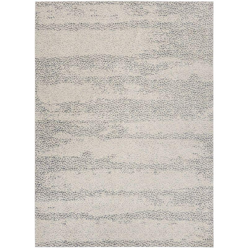 Beige and Gray Abstract Synthetic Rectangular Rug 7'10" x 10'6"