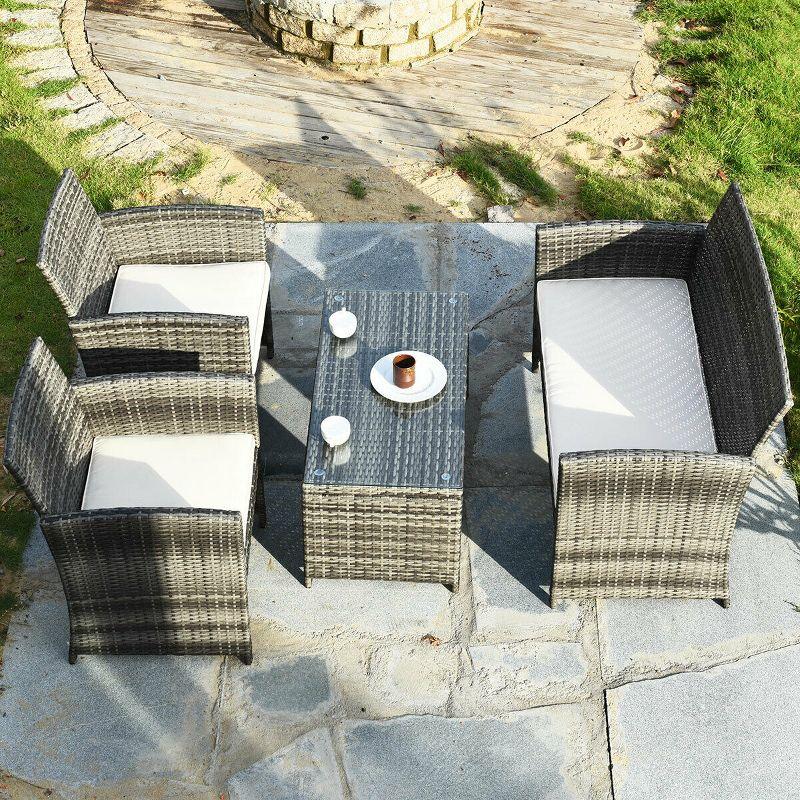 Costway 4PCS Rattan Patio Furniture Set Garden  Sofa Cushioned Seat Mix Gray Wicker