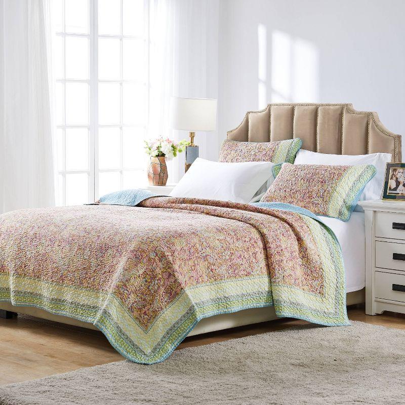 Blue Reversible Twin Microfiber Quilt Set with Trim