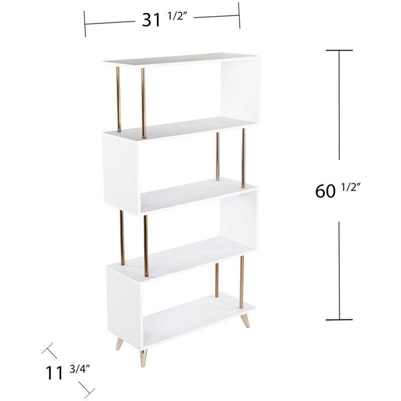 SEI Furniture Beckerman 4 Shelf Bookcase in White and Champagne