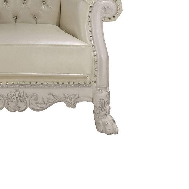 44.8" Dresden Accent Chair Leather Aire/Bone White Finish - Acme Furniture: No Assembly, Tufted Back