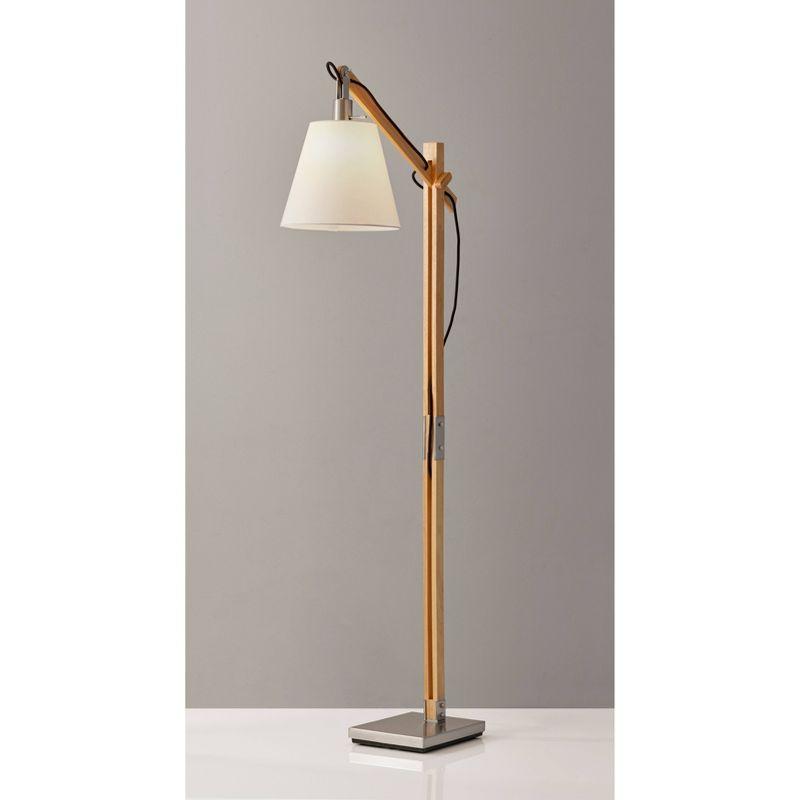 53" x 61" 3-way Walden Floor Lamp Camel - Adesso: Adjustable Wooden Arm, Industrial Style, ETL Listed