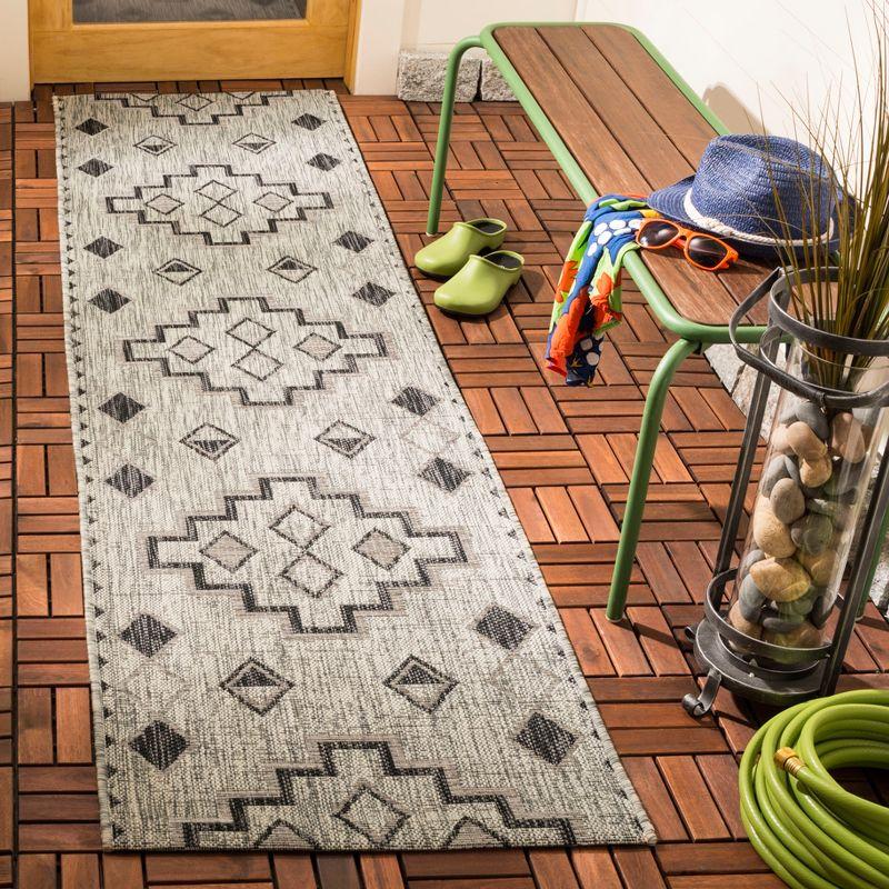 Courtyard CY8533 Power Loomed Indoor/Outdoor Runner Rug - Grey/Black - 2'3"x14' - Safavieh.