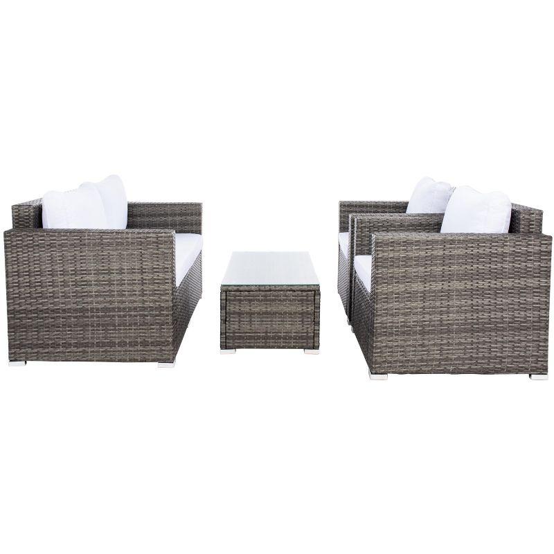 Machie 4Pc Living Set - Indoor/Outdoor - PAT7508 - Grey Brown/White - Safavieh