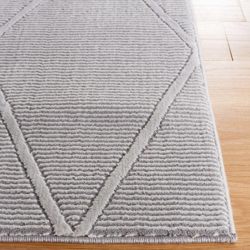 Elegant Gray Hand-Knotted 31" Rectangular Easy-Care Area Rug