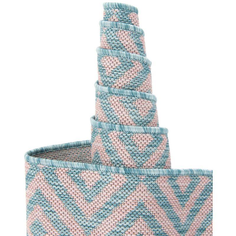 Pink and Aqua Geometric 9' x 12' Outdoor Area Rug