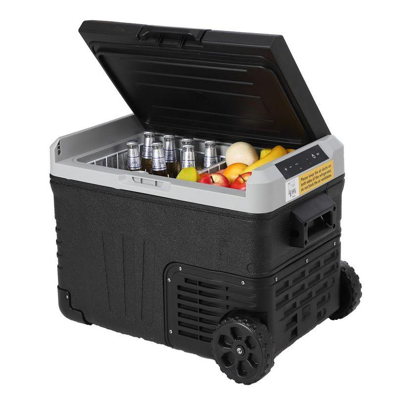 Black Dual Zone Portable Electric Cooler with Wheels