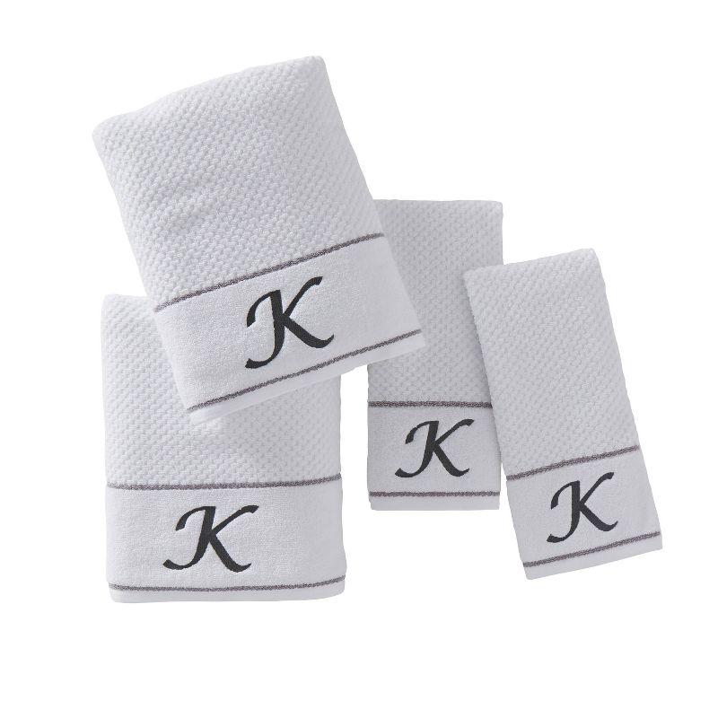 4pc Monogram Bath/Hand Towel Set White - SKL Home