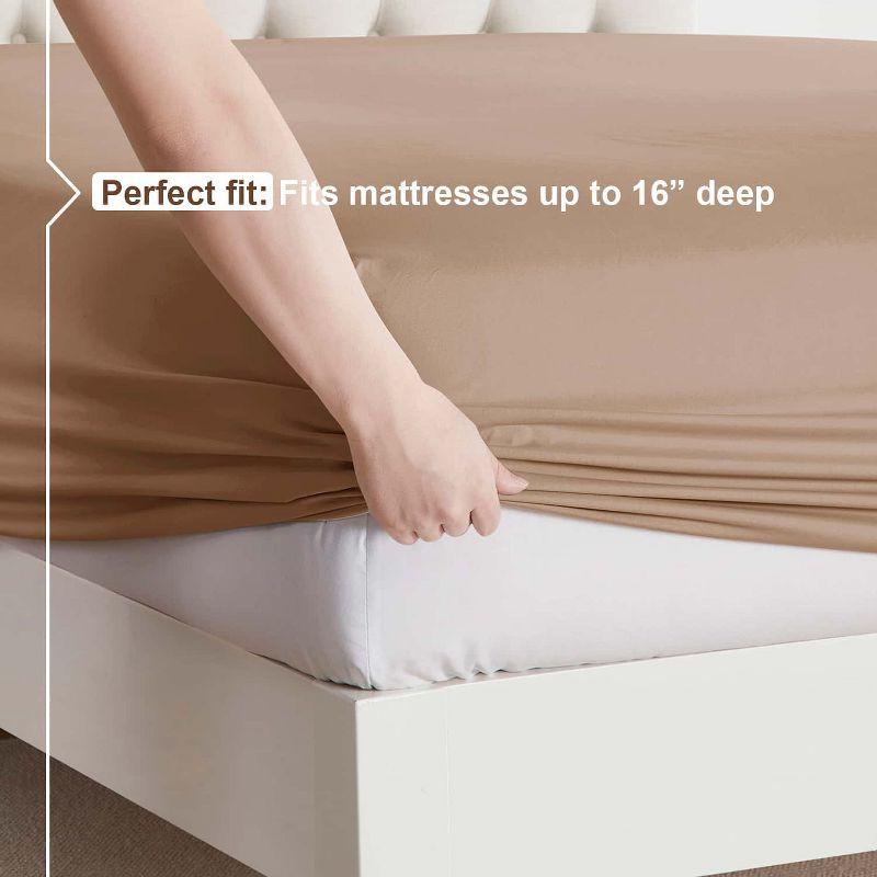 Nestl 4 Piece Queen Bed Sheet Set, Deep Pocket Extra Soft Microfiber Queen Sheets - Taupe Sand