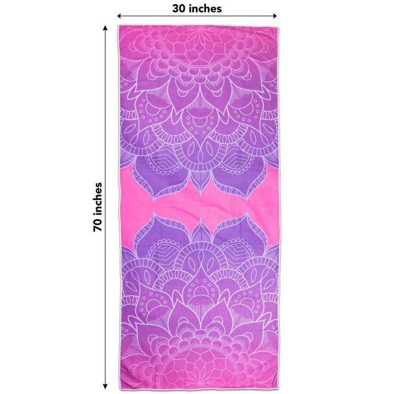 Arkwright Mandala Microfiber Beach Towels (30x70 in.) - Oversized Beach Towel Lightweight for Spa, Bath, Pool - Purple