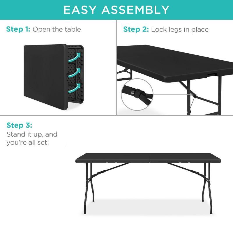 Best Choice Products 6ft Plastic Folding Table, Indoor Outdoor Heavy Duty Portable w/ Handle, Lock