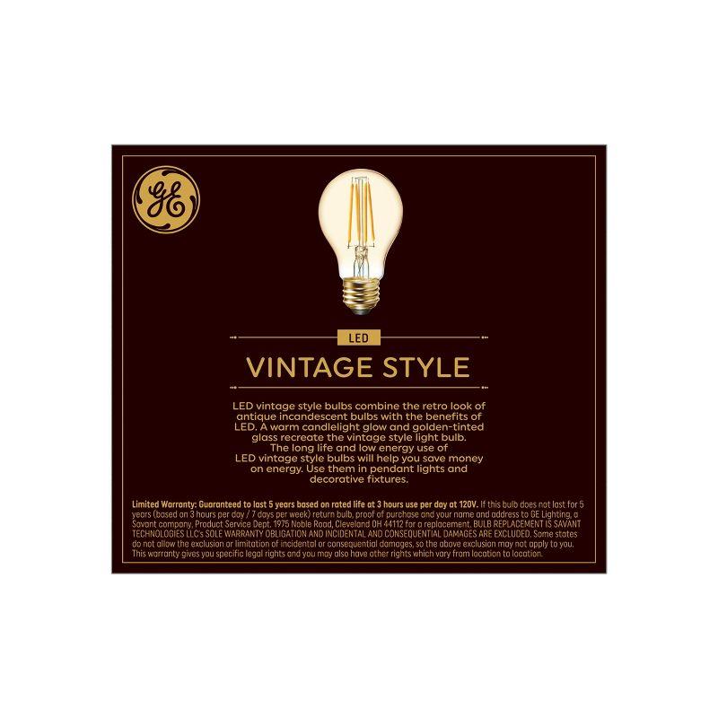 GE 2pk 60W Vintage Style A19 LED Light Bulbs Amber Glass: Edison Bulb, Warm Dimmable Light, Standard E26 Base