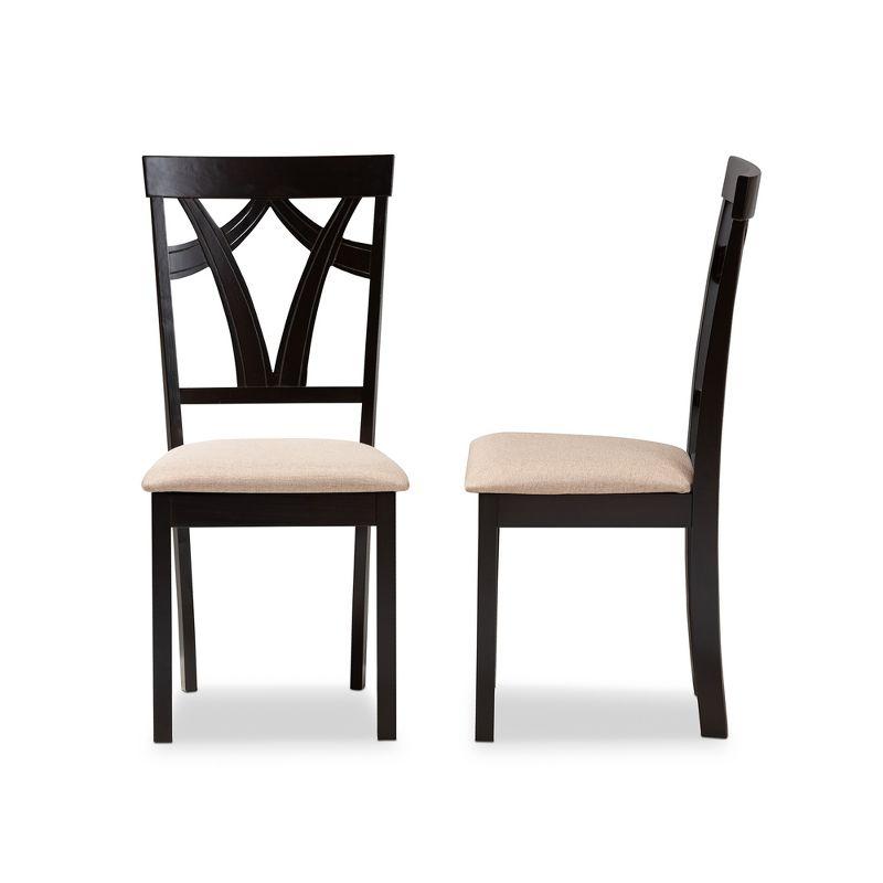 Set of 2 Sylvia Espresso Finished Dining Chair Sand/Brown - Baxton Studio