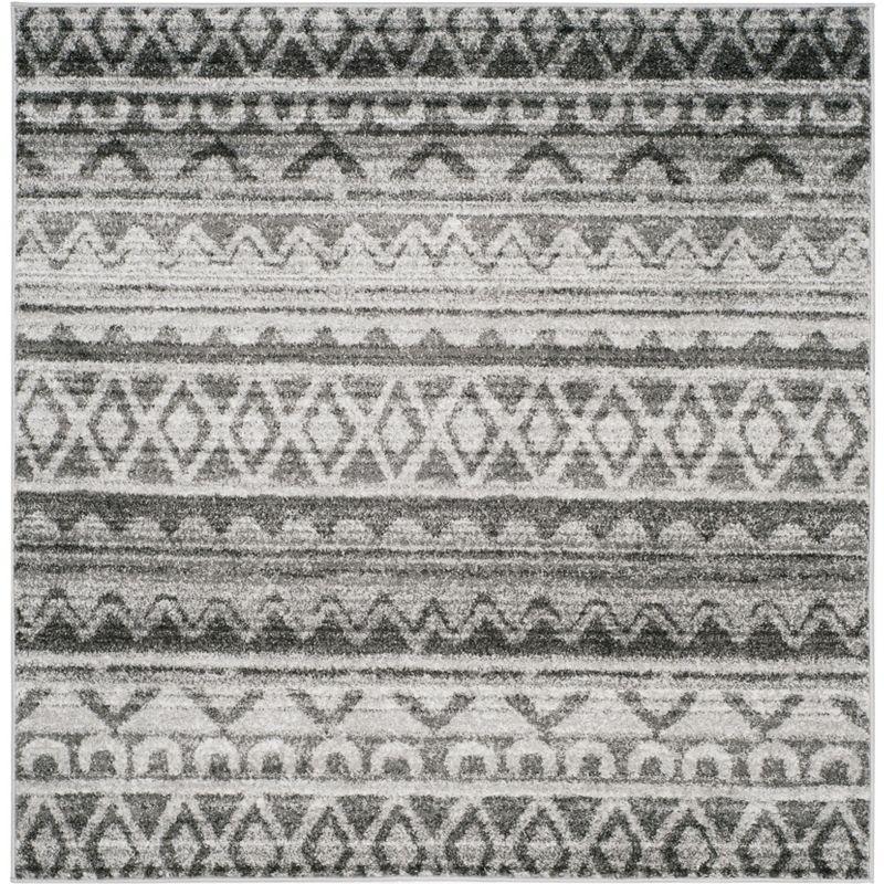 Adirondack ADR119 Non-Shedding Power Loomed Indoor Area Rug - Ivory/Charcoal - 6'x6' - Safavieh