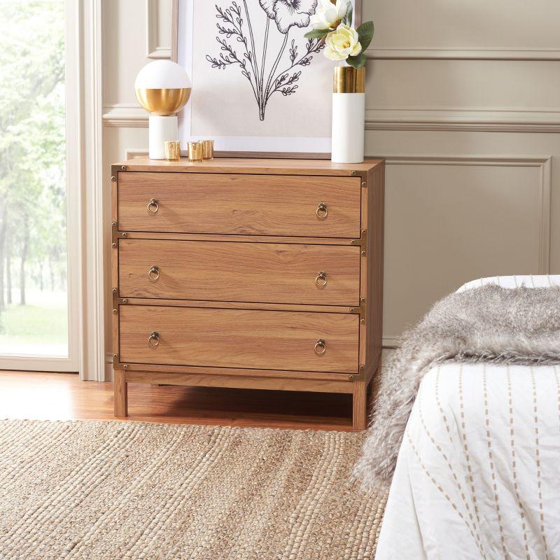 Galio Oak and Gold 3-Drawer Retro Night Table