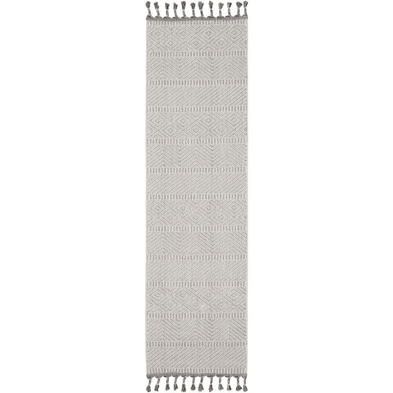 Nourison Elwood Contemporary Indoor Tassel Fringe Area Rug Grey/Ivory 2'2" x 8'2"