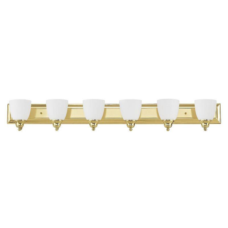 Springfield Polished Brass 6-Light Vanity Fixture with Satin Opal Glass