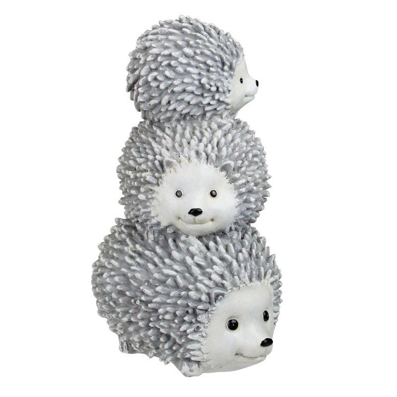 Roman 10.25" Gray and White Outdoor Stacked Hedgehogs Garden Statue
