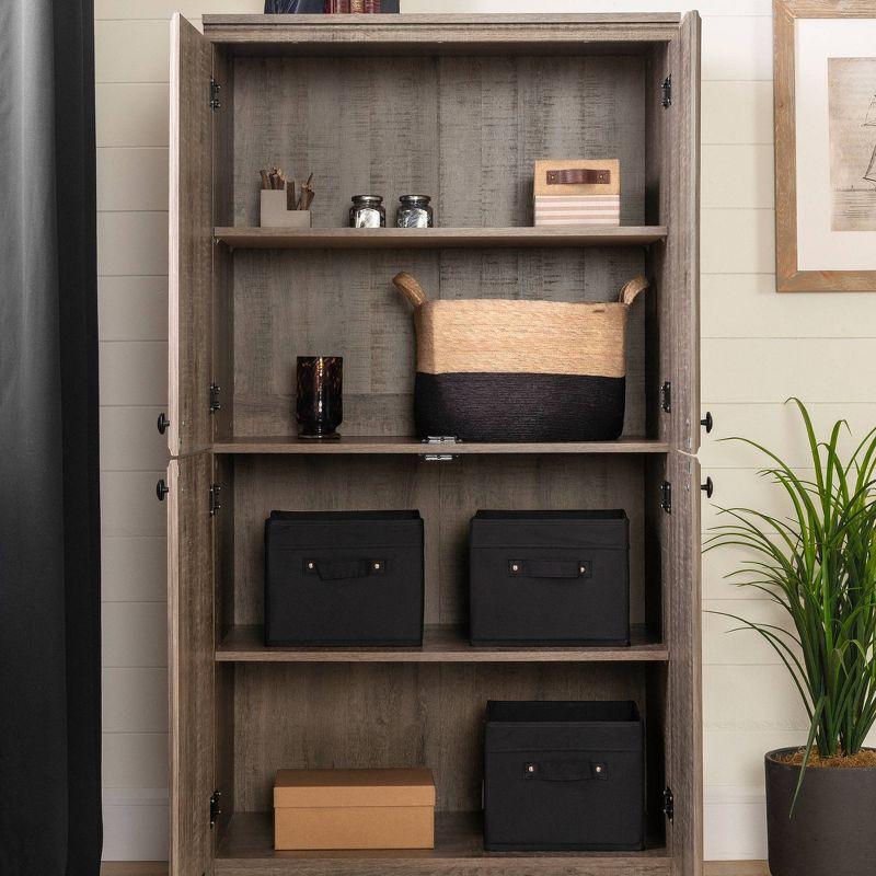 Weathered Oak 4-Door Office Storage Cabinet with Adjustable Shelving