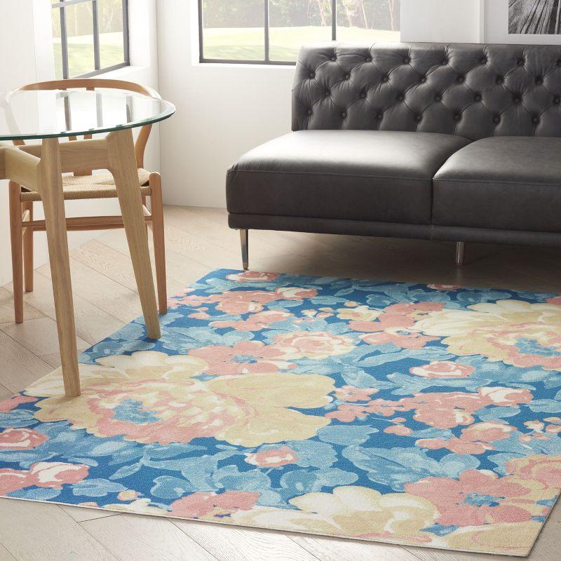Waverly Floral Blue Outdoor Area Rug