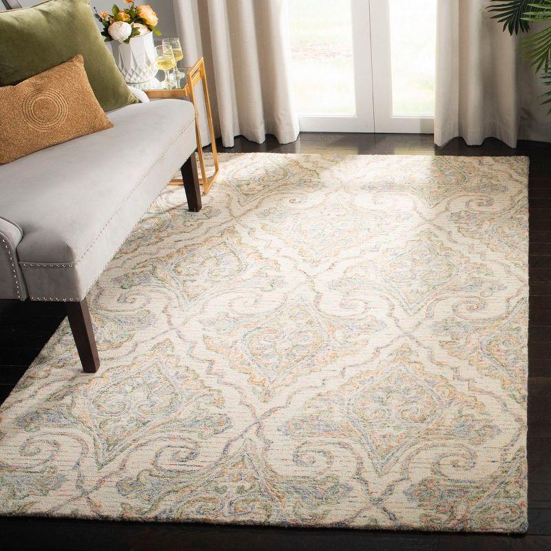 Ivory Medallion Handmade Tufted Wool Area Rug 4' x 6'