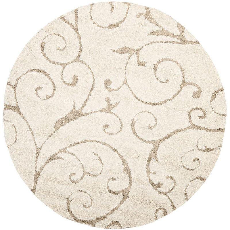 Florida Shag SG455 Power Loomed Indoor Area Rug - Cream/Beige - 6'7" round - Safavieh.