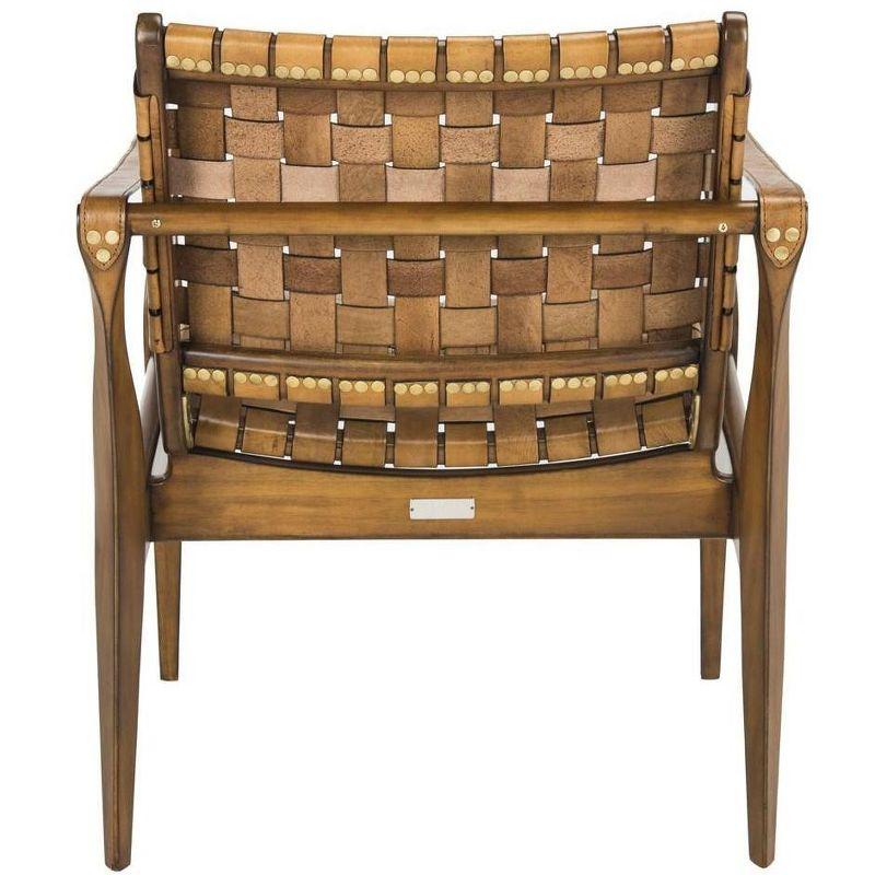 Light Brown Mahogany and Leather Safari Armchair