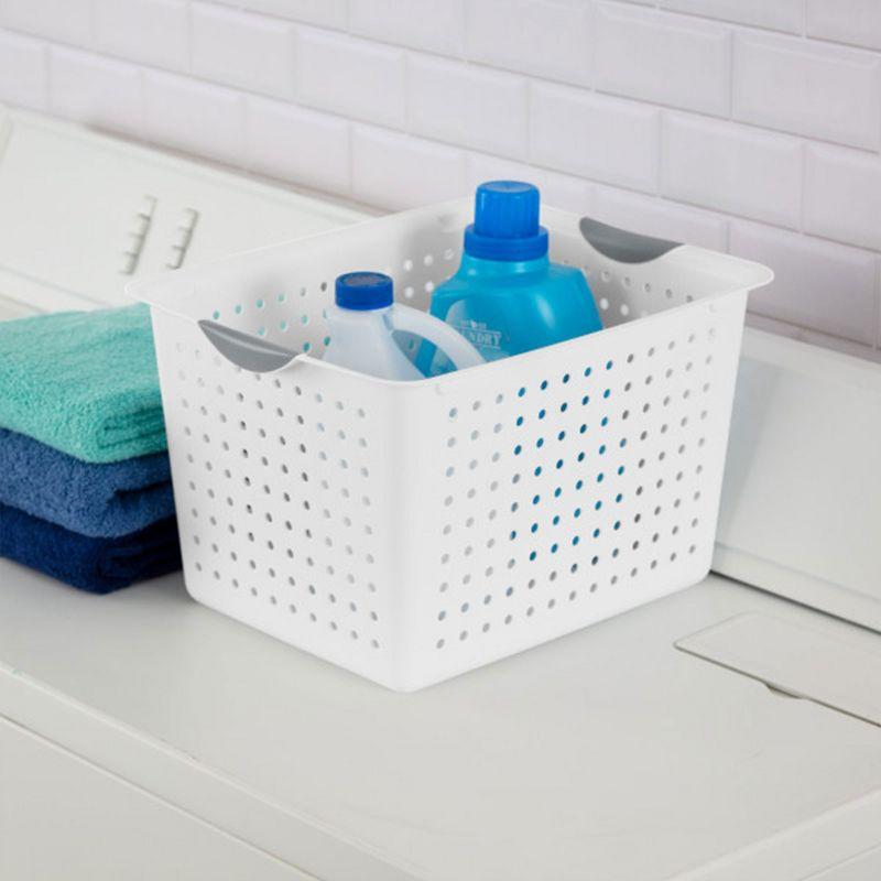 Sterilite Deep Ultra Basket, Closet Organizer Bin, Cabinets, Pantry, Shelving and Countertop Space Open Container, White, 24-Pack