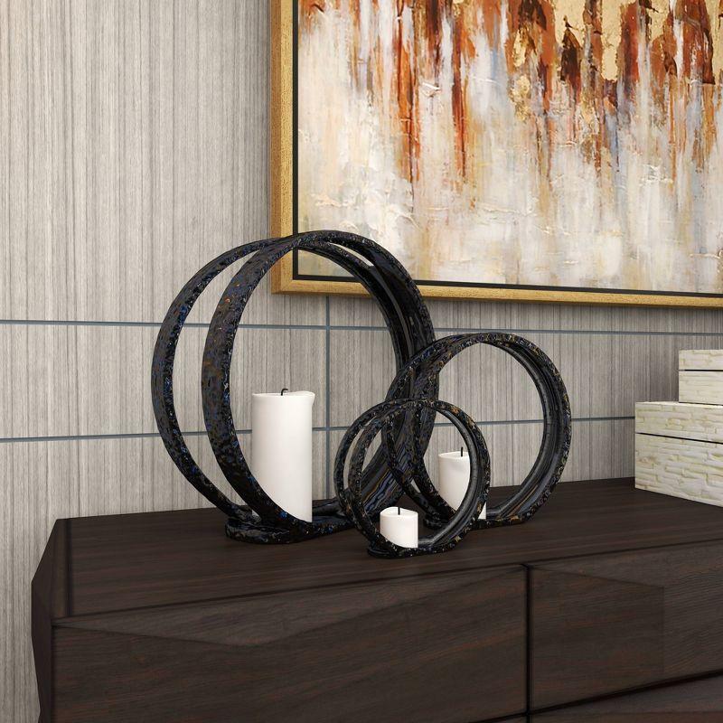 Set of 3 Glam Kaleidoscopic Candle Holders Silver - Olivia & May: Elegant Centerpiece, Metallic Finish