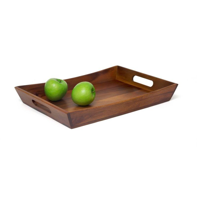 Acacia Wood Curved Serving Tray with Handles