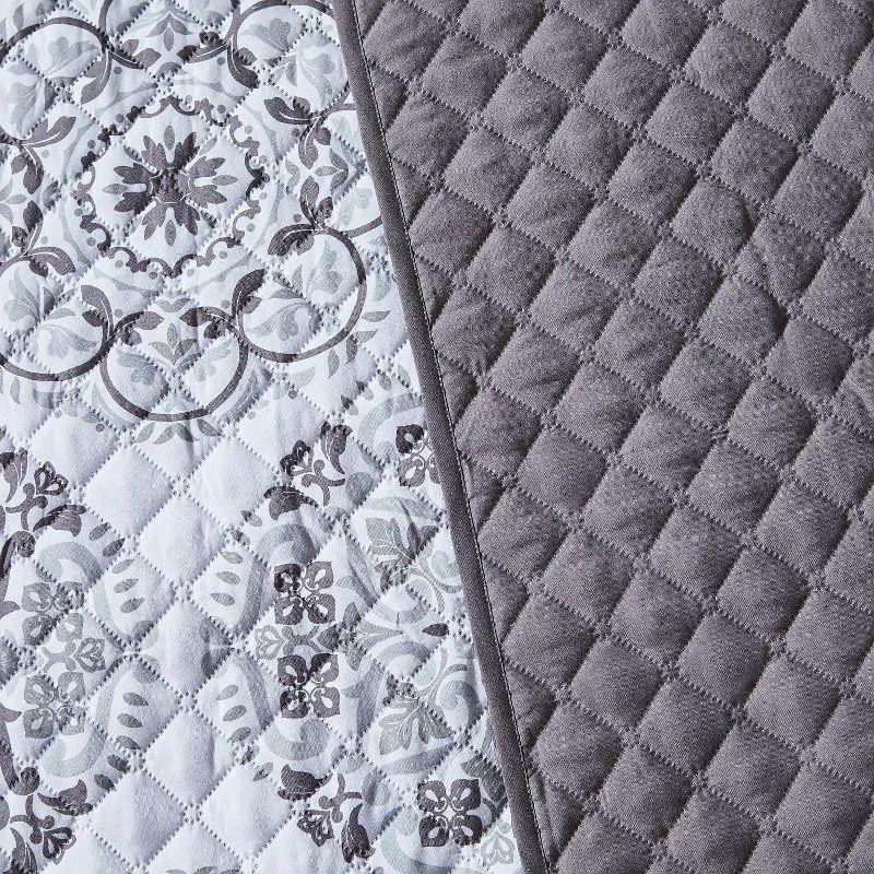 Mellanni Ultrasonic Quilted Coverlet Set, Twin, Rosette Gray, 2 Piece