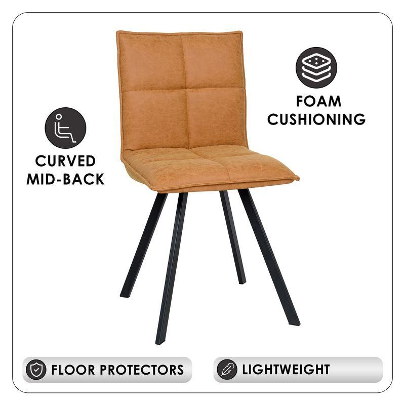 LeisureMod Wesley Modern Vegan Leather Dining Chair with Black Metal Legs - Durable and Easy to Clean, Perfect for Dining Rooms, Light Brown