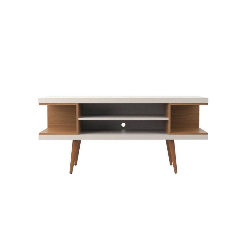 Manhattan Comfort Utopia Splayed Wooden Legs and 4 Shelves TV Stand for TVs up to 50" Maple Cream/Off-White - Manhattan Comfort