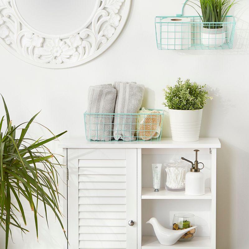 Small Aqua Wire Wall Basket Set/2