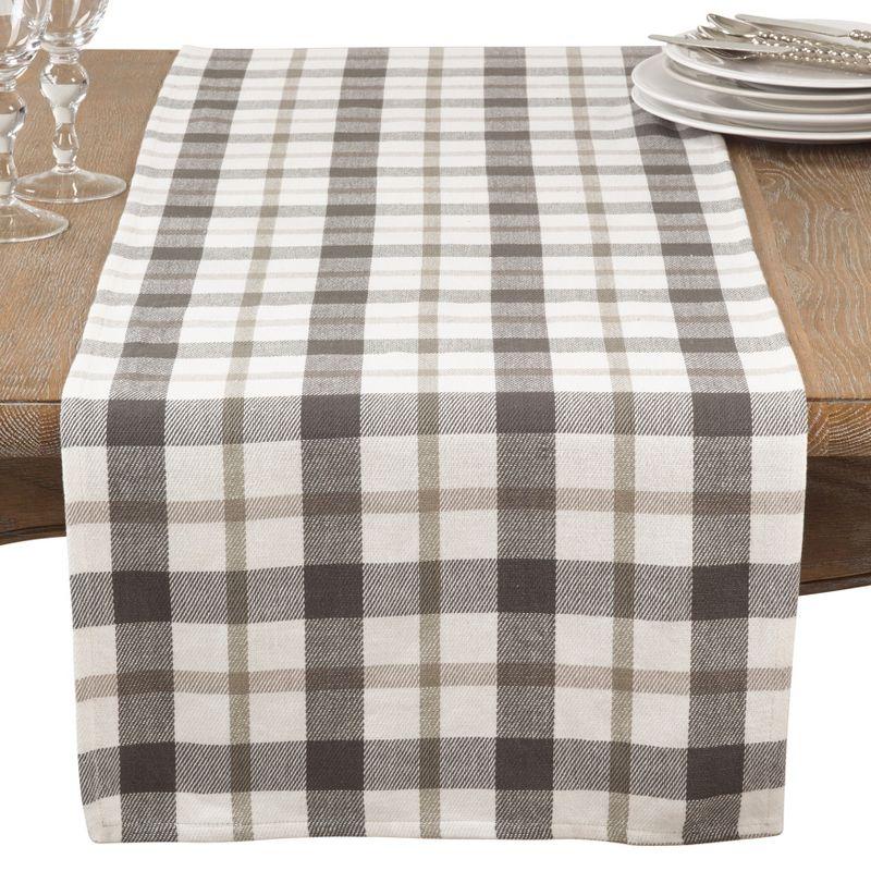 Gray and White Cotton Buffalo Plaid Table Runner