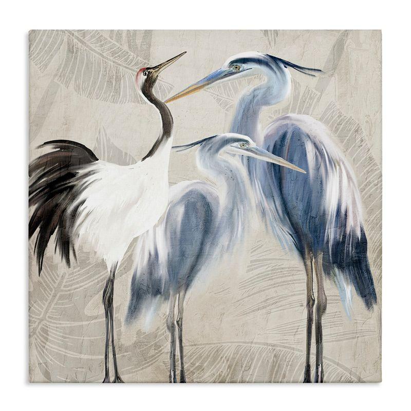 Stupell Industries " Leaf Patterned Crane Heron Birds " by Kim Allen Painting Print