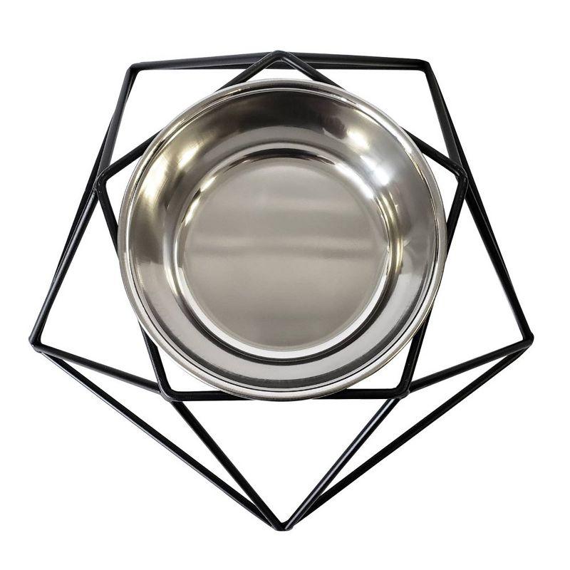 Country Living Elevated Stainless Steel Bowl, Modern Artisan Geometric Design, Single Pet Feeder, Ideal for Medium to Large Dogs