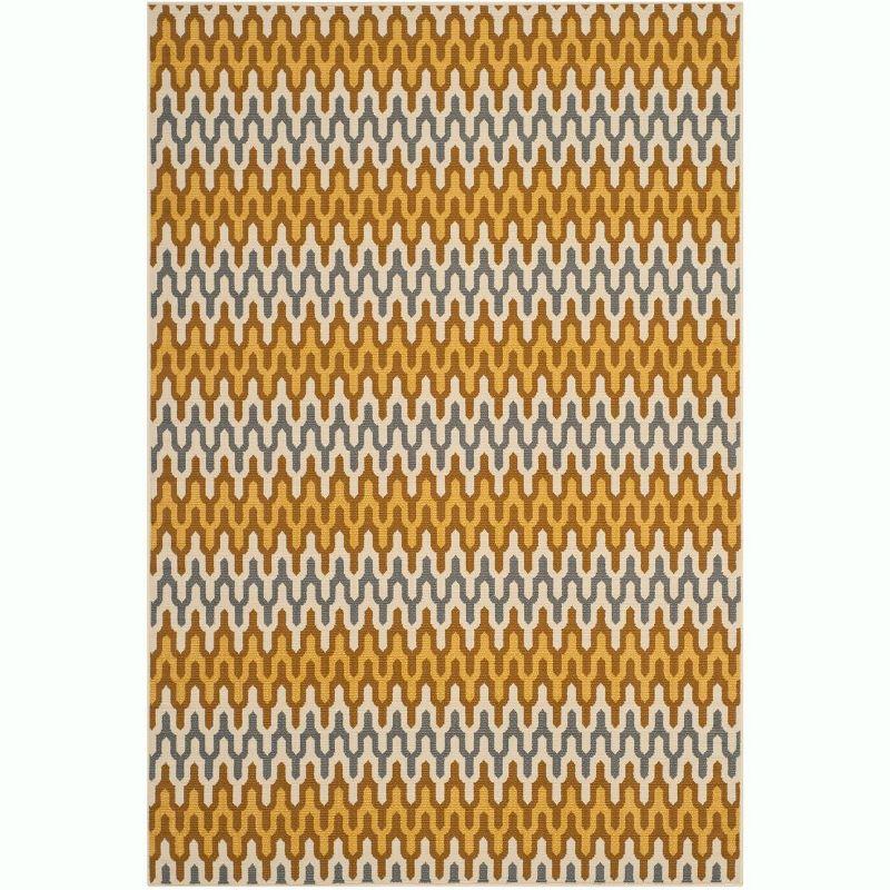 Camel and Brown Geometric Outdoor Area Rug