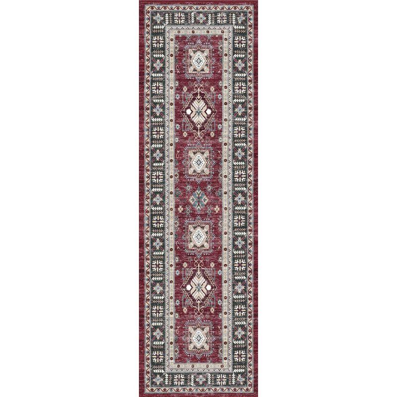 Vintage Red Persian-Inspired 27" Non-Slip Flatweave Runner Rug