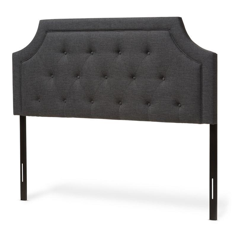 Mars Dark Gray Tufted Upholstered Full Headboard with Wood Legs