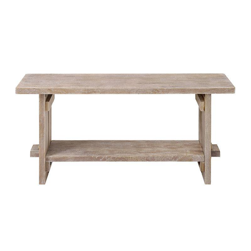 Castleton 40" Wide Industrial Rustic Farmhouse Solid Wood Bench With 1 Open Shelf