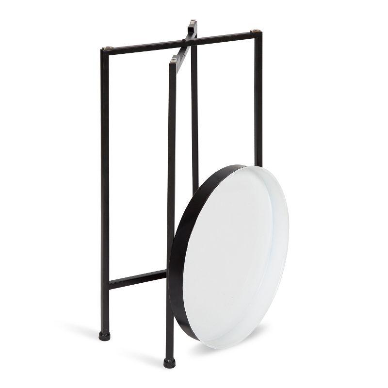 Kate and Laurel Celia Round Metal Tea Table, 14x14x25.75, Black and White